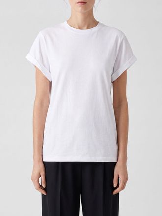 Victoria Beckham T-shirt girocollo in cotone con maniche corte e spalle cadute
