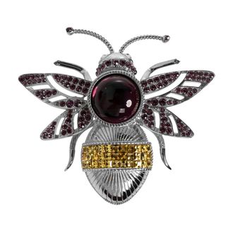 Dolce & Gabbana Broche met glinsterende kristallen - Heren - Armbanden - Grijs - ONE Size - Leer - Accessoires