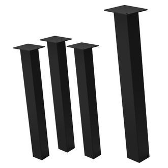 ML Design Set 4x patas de mesa 72 cm inclinadas de acero 8x8 cm negro brillante
