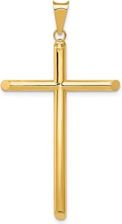 Diamond2Deal 14k Yellow Gold Polished Tube Cross Pendant