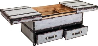 Wanderlust Deco Botellero De Madera Y Canvas Blanco 100x60x55