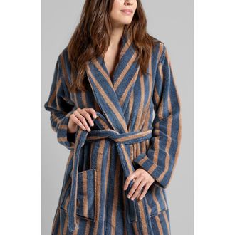 Parachute Stripe Terry Cloth Robe in Dusk And Adobe at Nordstrom, Size X-Small
