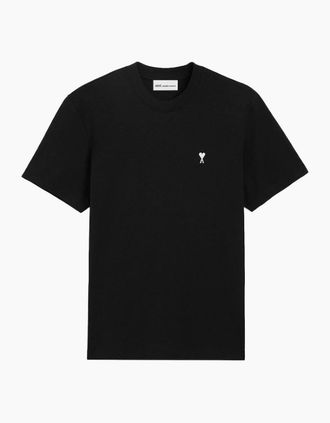 Ami Mens Ami De Coeur Contrast Black T-Shirt - Size: 36