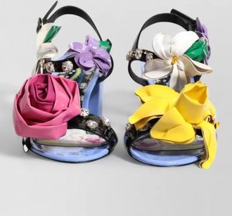Dolce & Gabbana floral crystal-embellished leather sandals