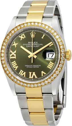 Rolex Datejust 36 Green Diamond Dial Mens Steel and 18kt Yellow Gold Watch 126283GNRDO