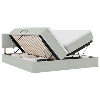 vidaXL Cama De Almacenamiento Led Con Colch&oacute;n Gris Claro 180 X 200 Cm Vidaxl