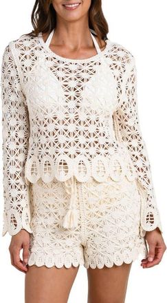 La Blanca Serenity Crop Cotton Cover-Up Top in Ivory at Nordstrom, Size Medium