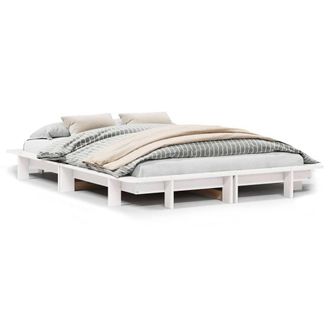 Berkfield Home Bed Frame without Mattress White 120x200 cm Solid Wood Pine | Size: Small Double