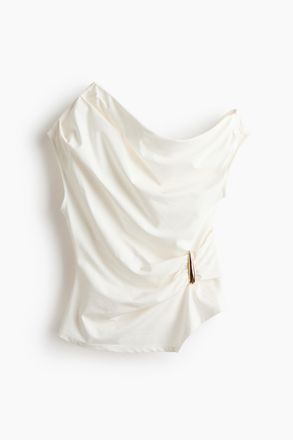H&M Drapiertes One-Shoulder-Top - Weiss