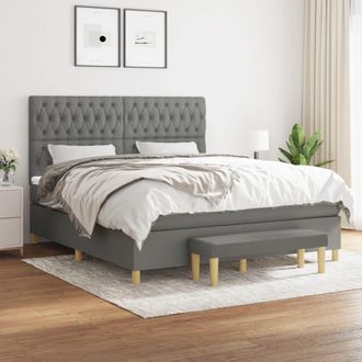 vidaXL Vidaxl - Cama Box Spring Con Colch&oacute;n Tela Gris Oscuro 180x200 Cm