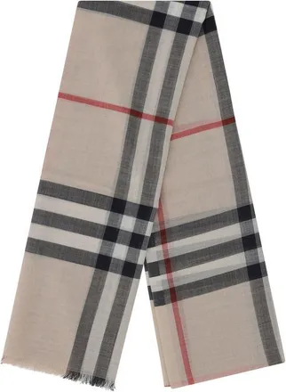 Burberry Womens Beige Wool Oves Aries Scarf