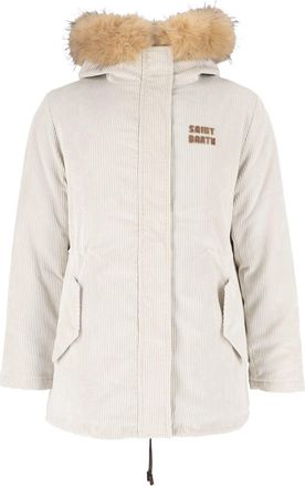 MC2 Saint Barth Corduroy Parka with Synthetic Fur Trim and Functional Design