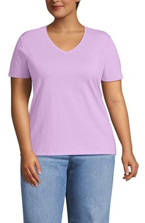 Lands End Supima Cotton V-neck T-Shirt in Lilac Breeze at Nordstrom, Size 1X