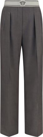Versace Grey Straight Pleated Pant