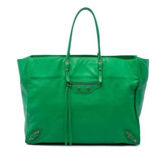 Balenciaga Vintage, unisex, Groen, ONE Size, Leer, Pre-owned Papier A4 Tote