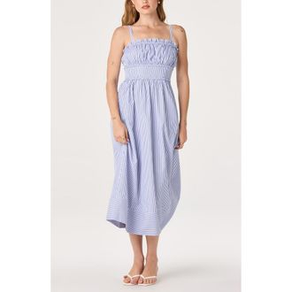ASTR the Label Montserrat Stripe Midi Dress in Blue Stripe at Nordstrom, Size X-Small