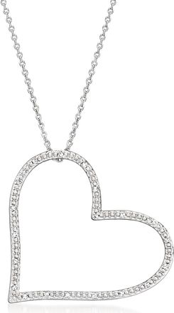 Ross-Simons Diamond Heart Pendant Necklace in Sterling Silver