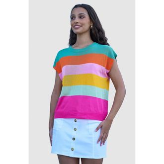 Yumi Block Stripe Relaxed Knitted Top in Multi at Nordstrom, Size Medium