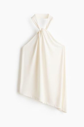 H&M Draped Halterneck Top in White at Nordstrom, Size Medium