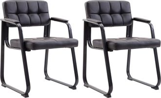 Clp Set de 2 sillas con patas de metal y asiento en Simil cuero Negro