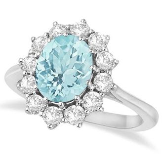 Allurez Oval Gemstone & Diamond Accented Ring in 14k 3.60ct in Aquamarine/white Gold at Nordstrom, Size 6.5
