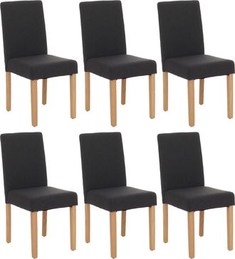 Hhg Hhg - Lote De 6 Sillas De Comedor Silla De Cocina Littau, Textil, Negro, Patas Claras