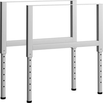 vidaXL Adjustable Work Bench Frames 2 pcs Metal 85x(69-95.5) cm Grey vidaXL