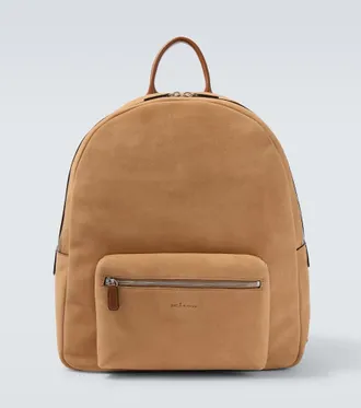 Kiton Zaino in suede con pelle