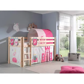 Les Tendances Cama De Media Altura 90x200 Con Somier Y Funda Princesa Vipack Pino - Madera