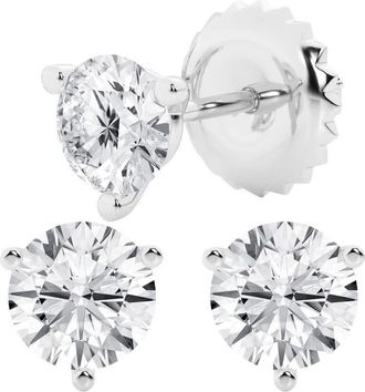 Grown Brilliance 2 Carat Round Cut Lab Grown Diamond Stud Earrings in 14K White Gold, G-H Color, VS Clarity, Gift Box Included