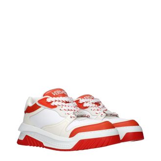 Versace Mens White Leather Athletic Sneakers