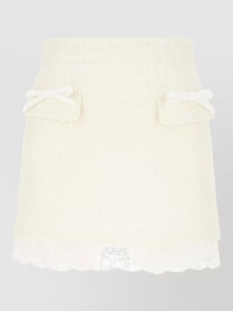 Self Portrait bow lace trim textured mini skirt
