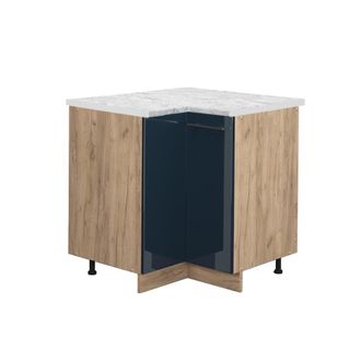 Vicco Armario De Esquina Fame-line, Azul Oscuro Alto Brillo, 80.5 Cm, Et M&aacute;rmol