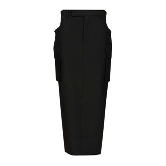 Rick Owens Firbanks Midi Skirt - female - Rick Owens - Midi Skirts - Black - L - Skirts