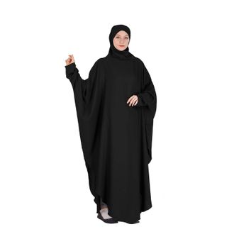 Generic Muslim Dress Women One Piece Prayer Dress Muslim Long Sleeve Hooded Abaya Burkas Islamic Full Cover Maxi Ramadan Kaftan Hijab Middle Eastern Arab Robe