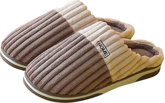 Generic Men Women Slippers Cotton Memory Foam Closed Lightweight Cotton Lightweight Memory Foam Plush Indoor Outdoor Slippers, mocha, 10.5 UK