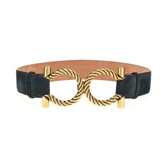 Ferragamo Donna Gancini Suede Belt, Size 90