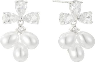 Untamed Petals Windsor Pearl Drop Earrings in Silver at Nordstrom