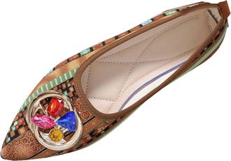 Generic Brown Feminine Flat Shoes with Rhinestone Detail Pointed Toe for Casual Wear Elegant and Practical for Various Occasions