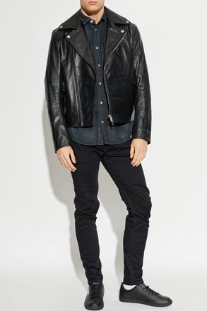 Diesel Leather Jacket L-EO-WRD, Mens, Black