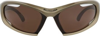 Balenciaga 78mm Geometric Sunglasses in Green Green Brown at Nordstrom Rack