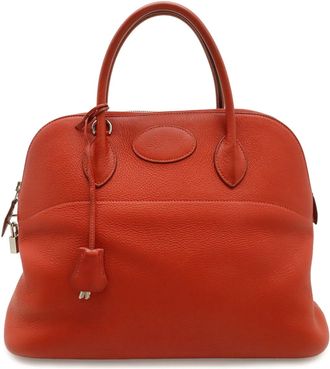 Herm&egrave;s Red Color Taurillon Clemence Leather Handbag Tote Bag (Pre-Owned)