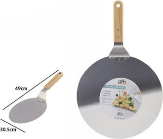 Trade Shop Trade Shop - Pasea De La Esp&aacute;tula De La Pizza Con La Placa De Corte Redonda De La Manija De Madera 49x30.5cm 74185