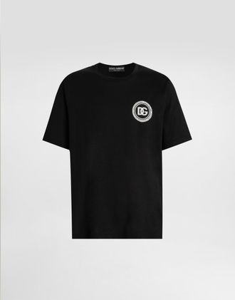 Dolce & Gabbana Jersey T-shirt With Patch - Man T-shirts And Polos Black 48