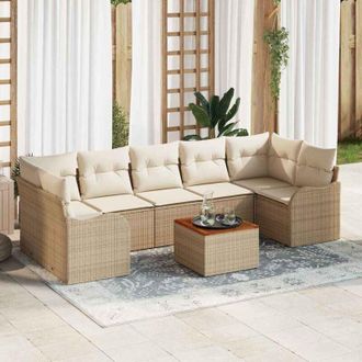vidaXL Conjunto De Sof&aacute; De Jard&iacute;n 8 Pcs Beige Polirat&aacute;n Vidaxl