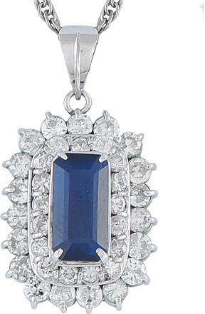 Luxury Bazaar platinum diamond sapphire pendant necklace - Zilver