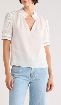 Frame Denim Ruffle Collar Inset Lace Top in White at Nordstrom Rack, Size X-Small