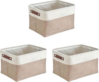 No Brand Paquete De 4 Cestas De Almacenamiento Plegables De Tela Para Estantes Y Armarios - Cajas De Almacenamiento Con Asas, Cajas De Ropa De Lona Impermeable