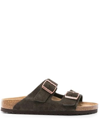 Birkenstock Arizona buckled suede sandals - Brown