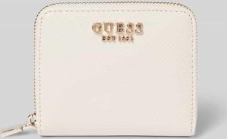 Guess Portemonnaie mit Label-Applikation Modell LAUREL in Ecru, Größe 1